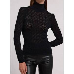 NEW GENERATION LOVE natasha pointelle sweater in black